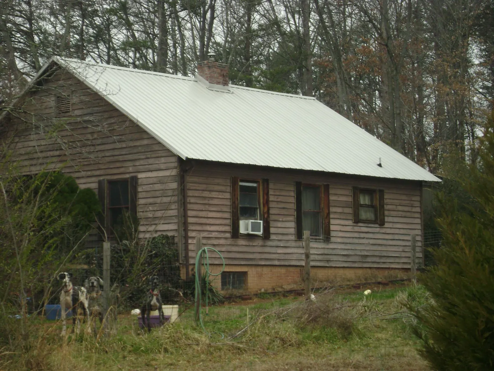 White metal roof on an old wood sided farmhouse, from a Metal Roof Installation job in Saugus